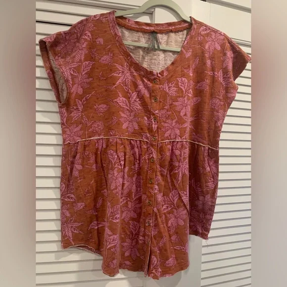 By Anthropologie floral paisley babydoll style‎ cotton top boho casual Small - Picture 3 of 6